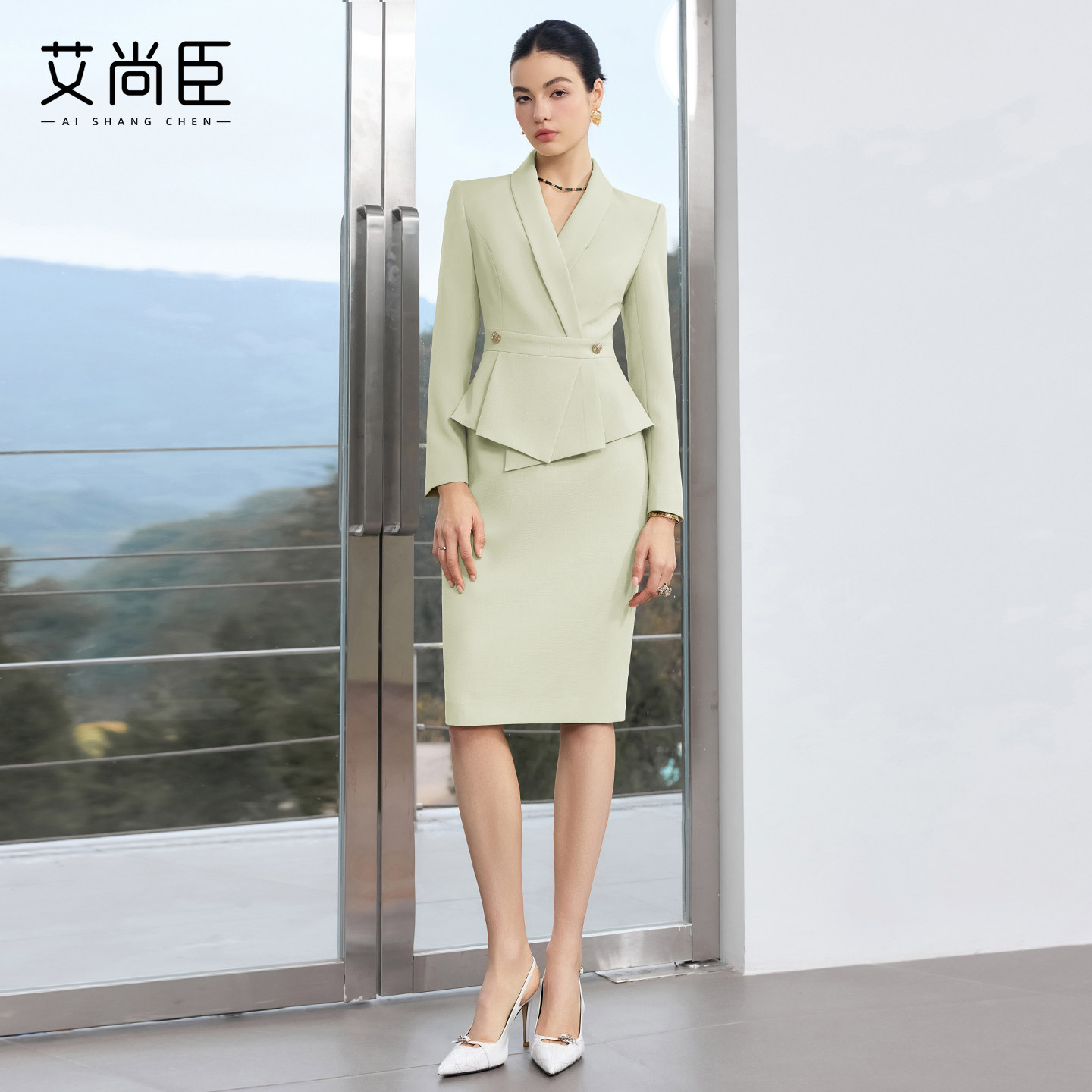 艾尚臣职业连衣裙女案场客服正装