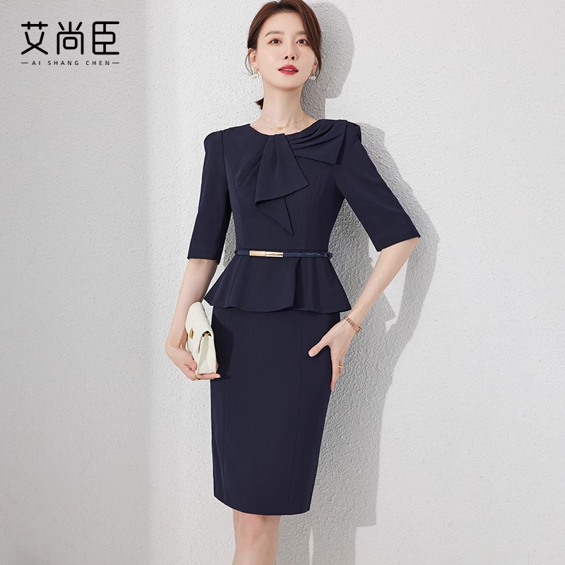 艾尚臣职业装连衣裙女夏季中袖通勤商务正装美容院店长经理工作服