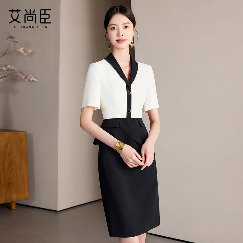 艾尚臣假两件连衣裙女夏季工作服