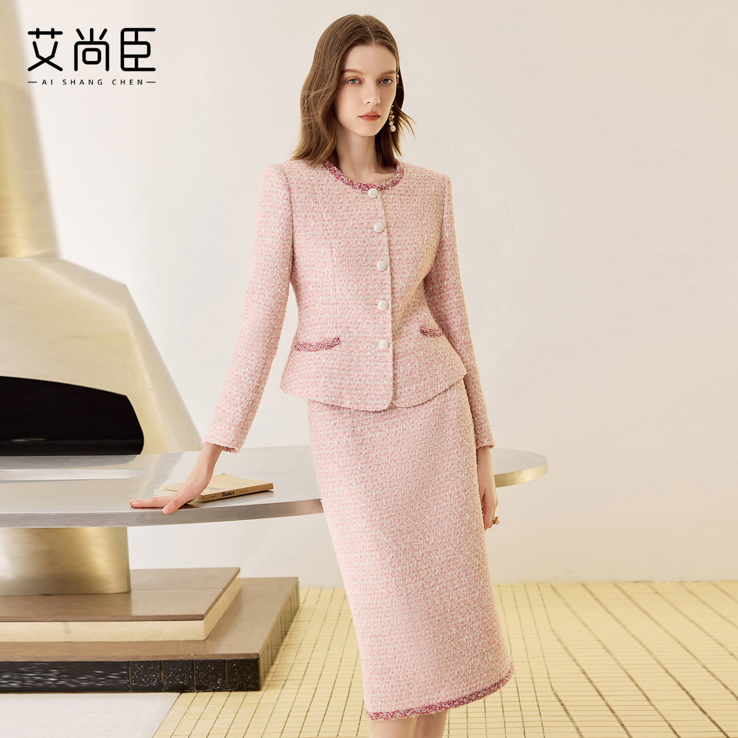 艾尚臣空姐制服职业套装高端播音主持西装女秋冬OL案场客服工作服