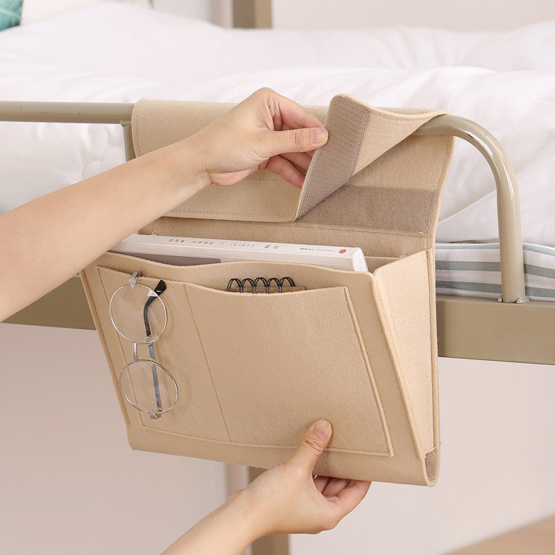 家用毛毡床头挂袋卧室沙发创意卡夹挂袋学生宿舍用手机杂物置物架