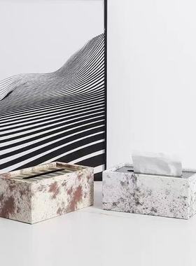 现代简约轻奢皮革纸巾盒摆件