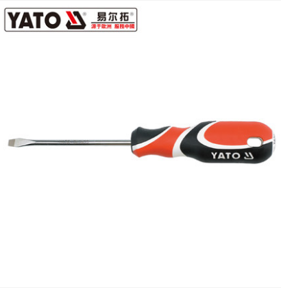 YATO易尔拓一字螺丝刀磁性起子改锥锡钒铬钼钢三色柄软胶螺丝批