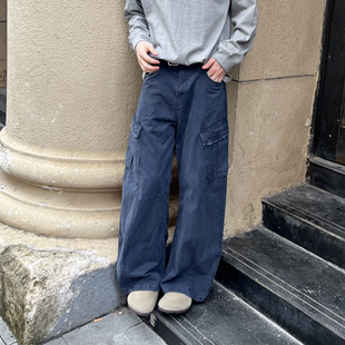 男女Cleanfit休闲阔腿裤 伐木裤 春秋复古多口袋直筒微喇工装 EMP
