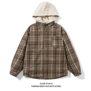 连帽格子棉衣外套男女潮流日系保暖棉服外套宽松 新款 EMP 冬装