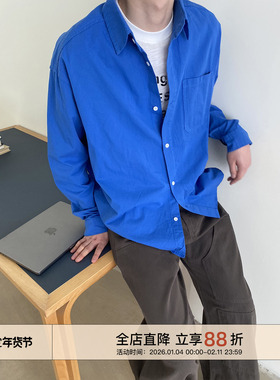 EMP Studio美式复古基础款工装长袖衬衫男女Cleanfit纯棉休闲衬衣