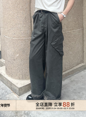 EMP 美式复古斜口袋设计宽松直筒工装裤男女Cleanfit阔腿休闲长裤