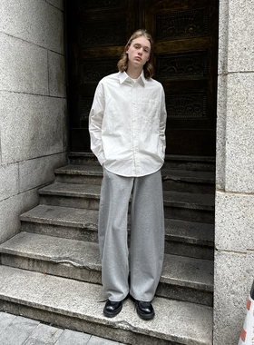 EMP 空气层直筒基础款卫裤男女秋季美式灰色宽松阔腿休闲运动长裤