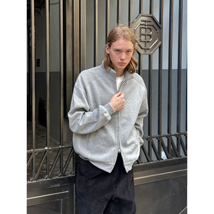 卫衣男女Cleanfit短款 复古灰色立领开衫 休闲双拉链外套 美式 EMP