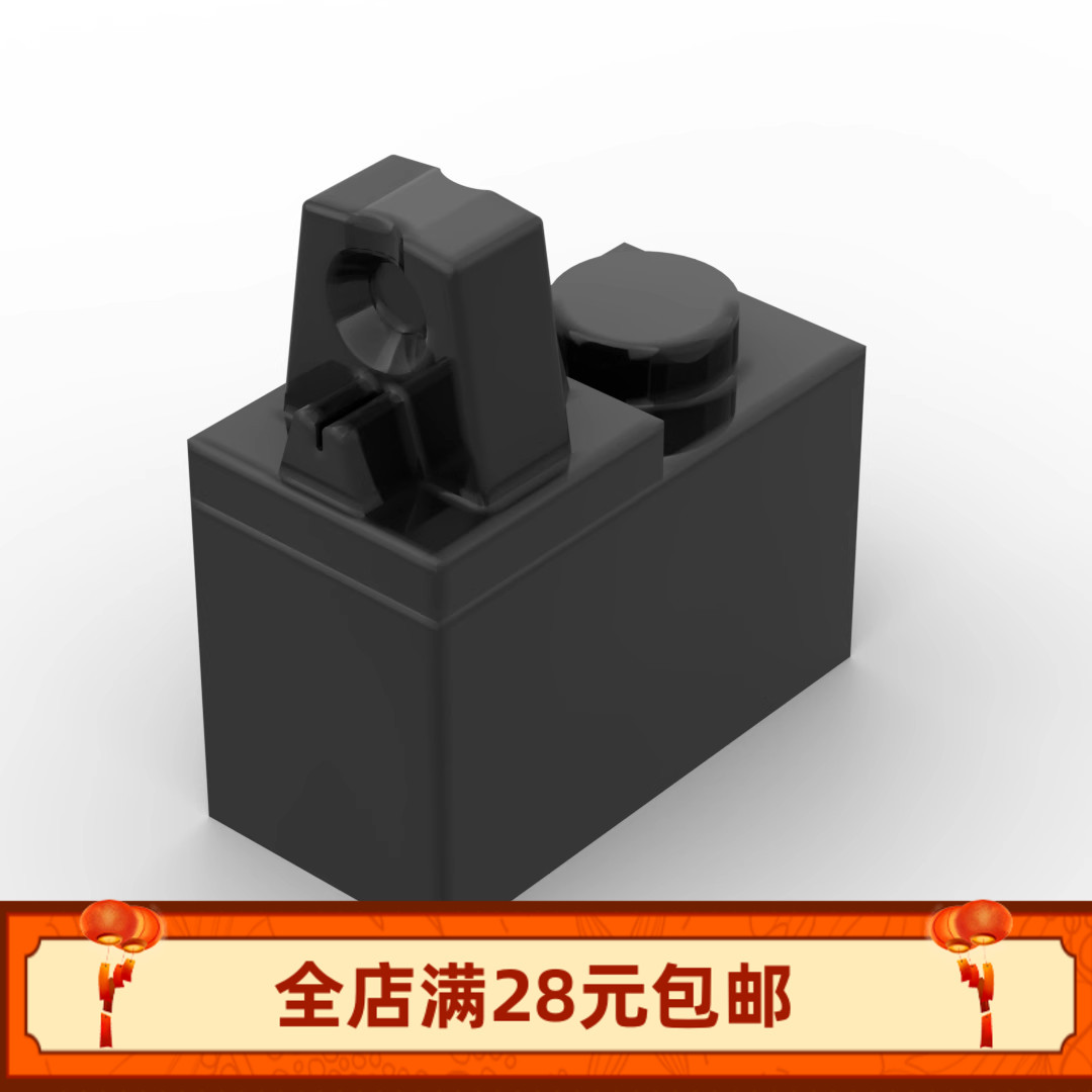 小颗粒积木MOC 76385铰链砖1x2单指顶部锁定拼装玩具零配件DIY