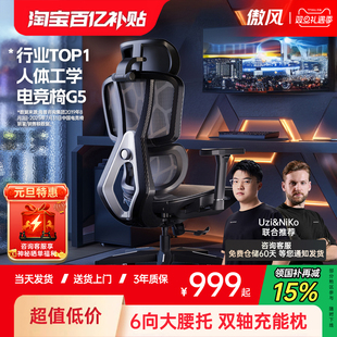 傲风G5人体工学电竞椅久坐打游戏护腰舒适家用网布透气座椅电脑椅