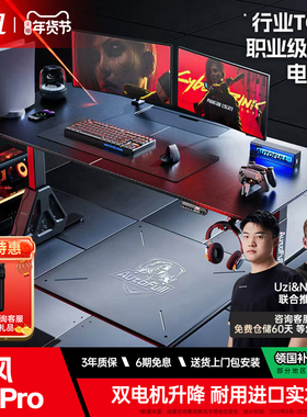 傲风A4 Pro电竞桌双电机智能实木升降桌居家办公电脑桌双人书桌子
