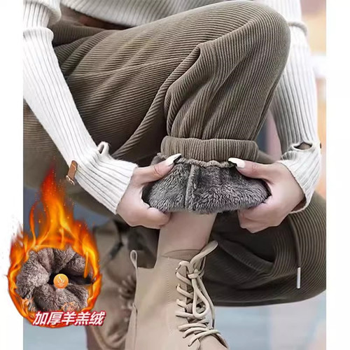 高腰百搭宽松显瘦长裤加绒休闲裤