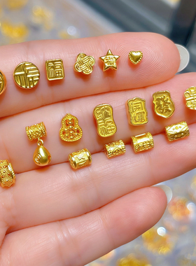 古法实心黄金手链隔片串绳转运珠克重配件珍珠小提溜足金999吊坠