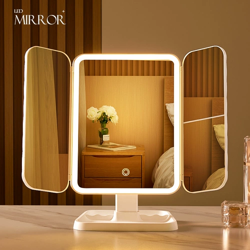 Складное умное настольное высокое зеркало с подсветкой для спальни