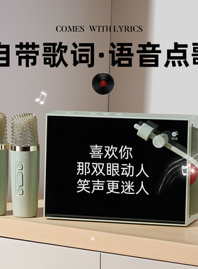音响话筒麦克风一体机蓝牙小音箱家用ktv唱歌带歌词显示屏家庭K歌