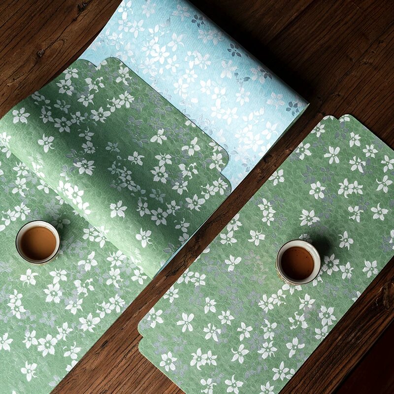 中式小清新花卉图案茶席长条茶旗垫布艺茶台双面防水茶垫茶桌桌旗
