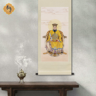 工笔人物画像神医保生大帝大道吴夲真人玄关书房新中式卷轴挂画框