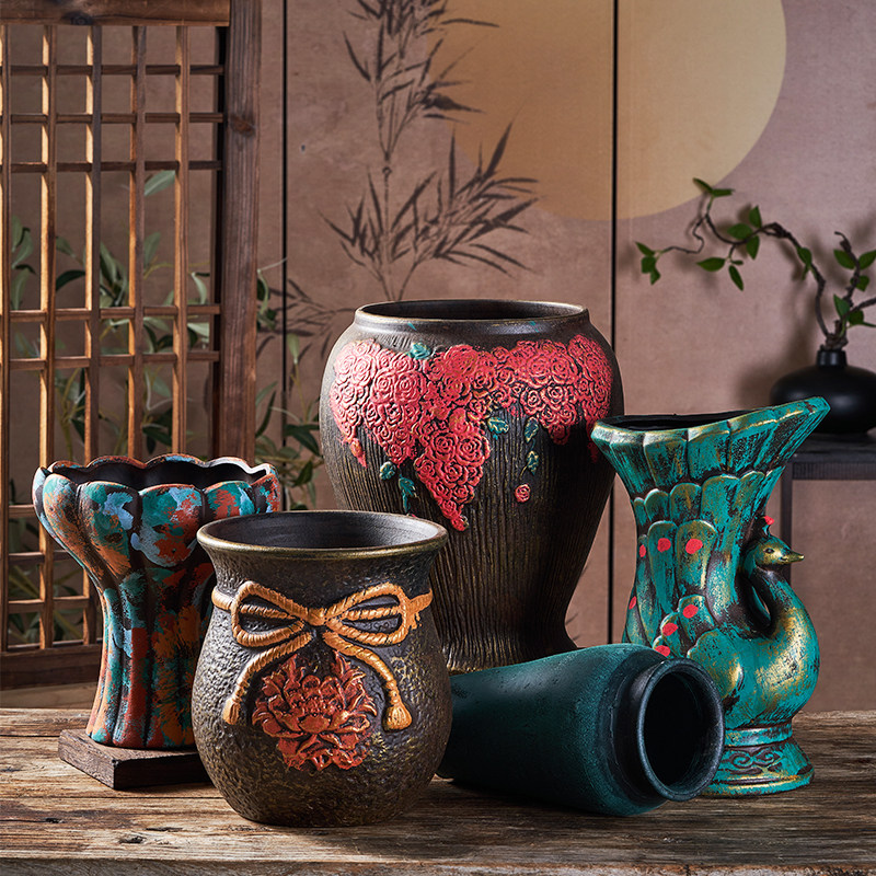 手绘浮雕花盆高端绿植盆栽法师老桩三角梅透气无釉客厅摆件创意,鲜花速递/花卉仿真/绿植园艺,花盆,淘宝优惠券,粉丝福利购,淘宝优惠卷