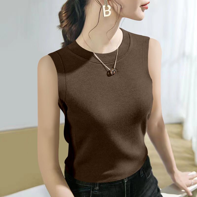 莫代尔圆领百搭背心修身显瘦