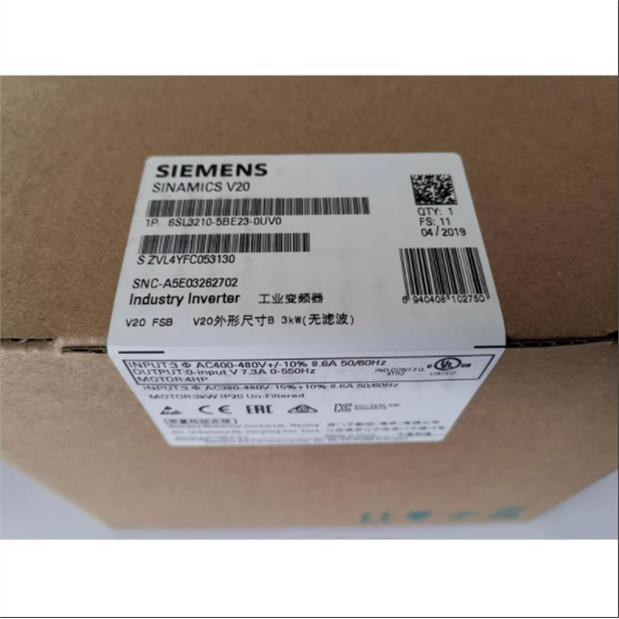 6SL3210-5BE23-0UV0西门子v20工业变频器3kw6SL32105BE230UV0现货