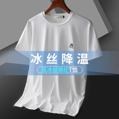 冰丝t恤男士短袖夏季薄款2025新