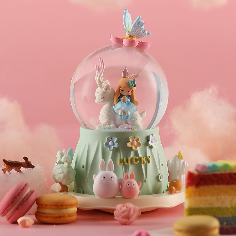 雪花独角兽城堡梦幻女孩水晶球