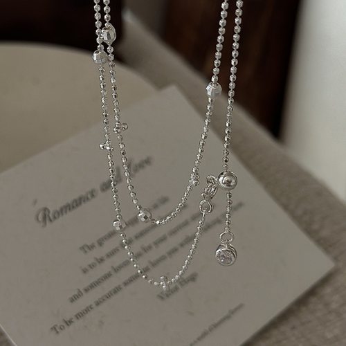 S925纯银韩版小众设计感复古简约仙女链韩式风简约抽拉长款项链