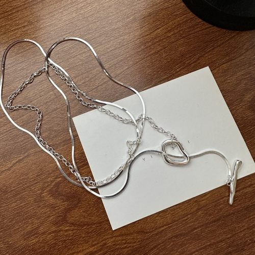 S925纯银韩版小众设计感OT扣长款项链韩式风时尚简约质感毛衣链