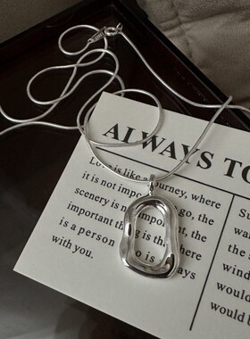 S925纯银韩版O型时尚长款项链韩式风复古质感简约毛衣链银饰