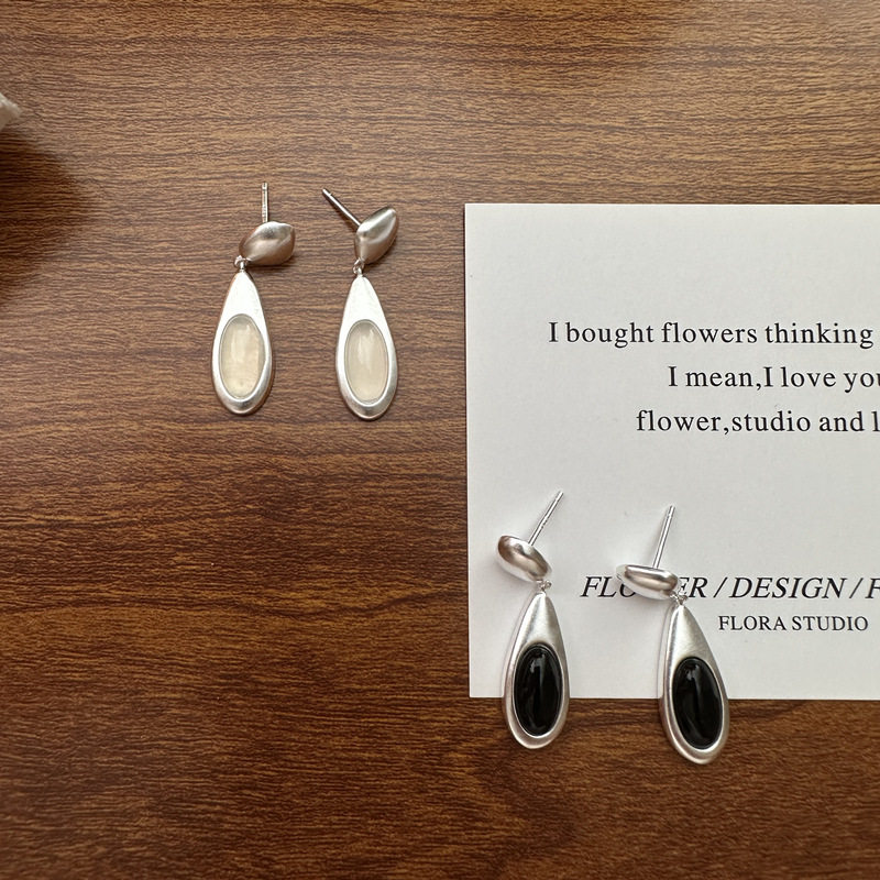 S925纯银韩版小众设计感个性水滴玛瑙耳环韩国风简约磨砂耳饰品,饰品/流行首饰/时尚饰品新,银饰耳饰,淘宝优惠券,粉丝福利购,淘宝优惠卷