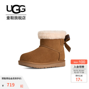 UGG童鞋冬季新款亲子同款蝴蝶结舒适保暖短筒平底雪地靴1184250K