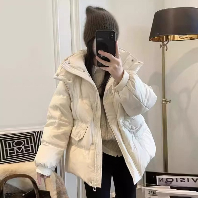 新款韩版连帽收腰羽绒服超好看女