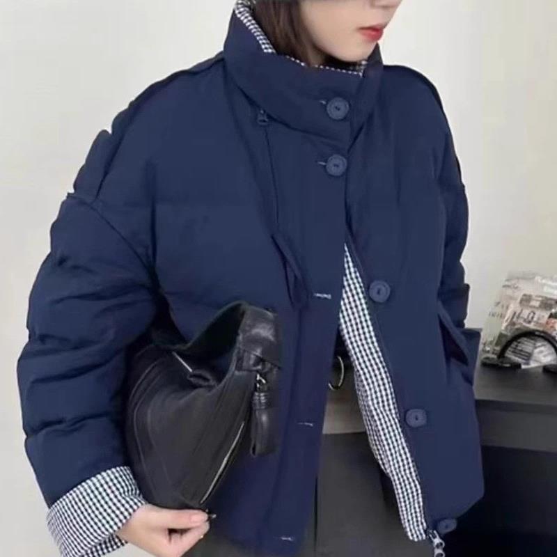 羽绒服女2025新款冬季女士短款白鸭绒加厚学院风小个子面包外套