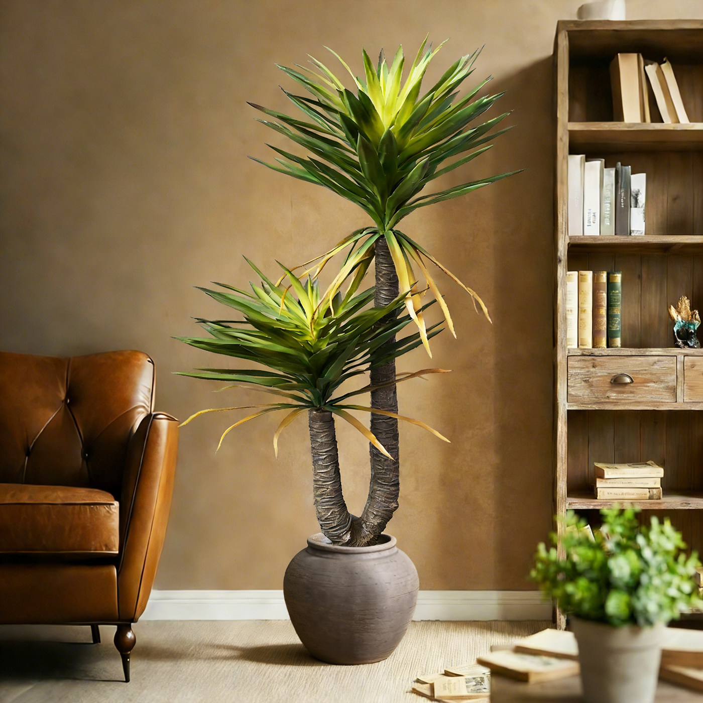 仿真绿植剑麻高端轻奢中古风高级感客厅室内装饰摆件仿生植物盆栽,家居饰品,仿真植物盆景,淘宝优惠券,粉丝福利购,淘宝优惠卷