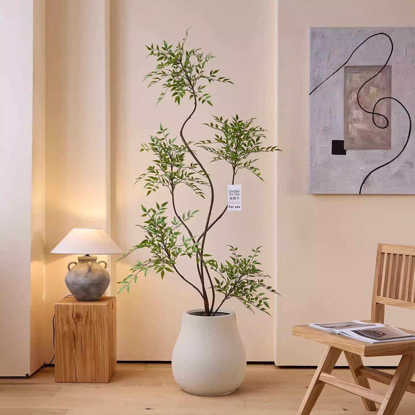 仿真南天竹装饰假绿植盆栽轻奢室内客厅落地摆件大型仿生植物造景