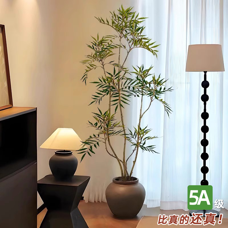 仿真绿植十大功劳室内客厅电视柜中古风大型落地仿生植物盆栽假树