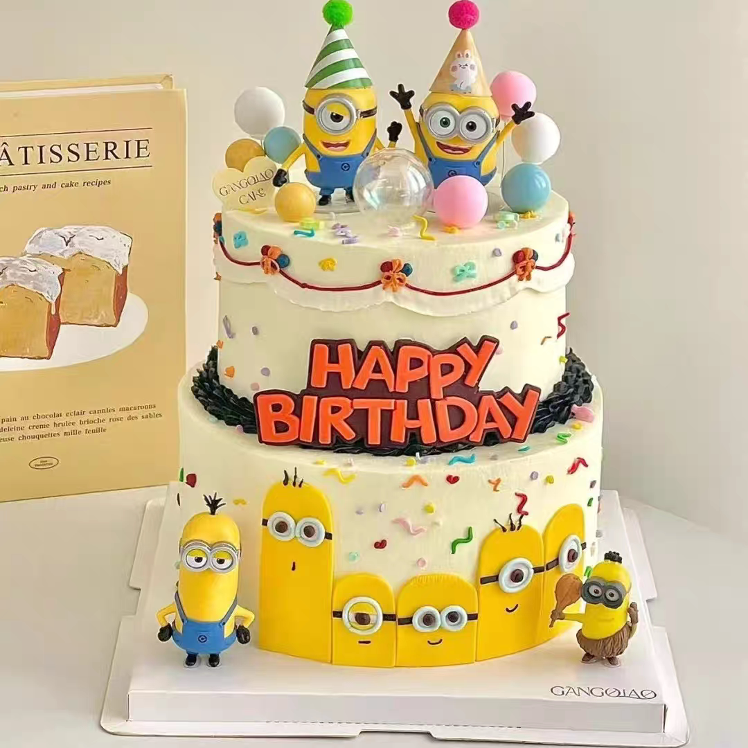 儿童小黄人卡通小黄人气球男孩女孩生日派对甜品蛋糕装饰摆件装扮