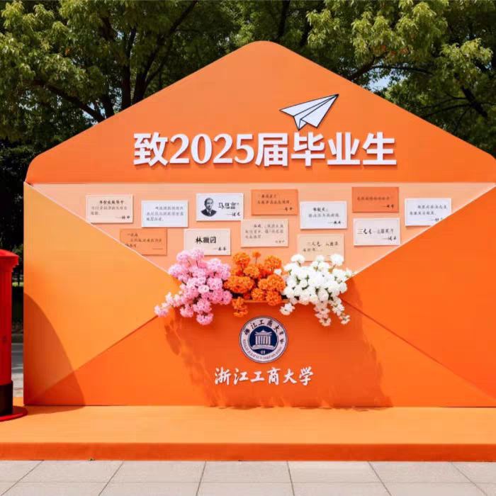 毕业季打卡拍照美陈素材cdr源文件 相机+信封造型