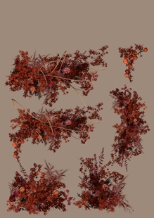 h479秋色系焦糖奶咖色橘色绿色复古拱门户外设计婚礼花艺素材