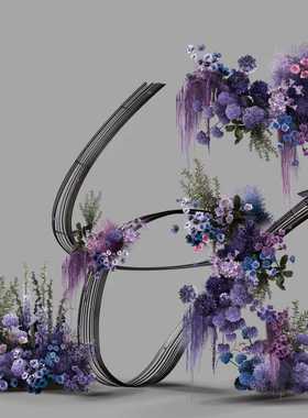 h515白绿紫色竹编婚礼花艺素材psd文件黑紫色室内布幔婚礼