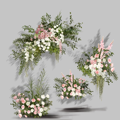 h469白绿粉花艺婚礼效果图素材psd分层文件婚礼效果图素材