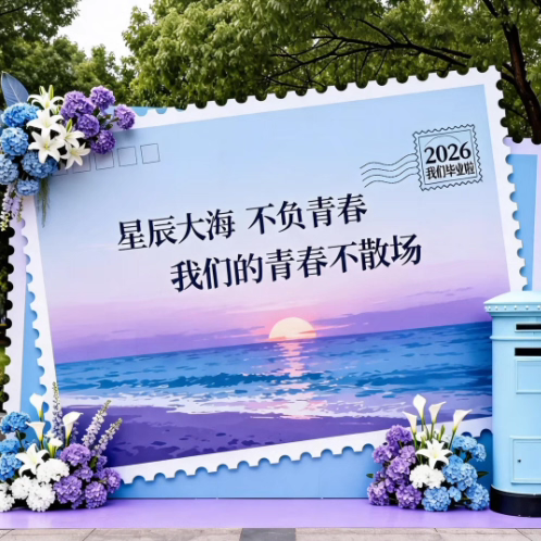 网红毕业打卡拍照素材背景板cdr源文件