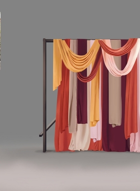 b359韩式布幔婚礼效果图psd分层文件咖色橙色布幔造型布幔素材