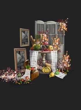 b464木质原木屏风婚礼甜品展示区效果图ps文件婚礼水果甜品台布置