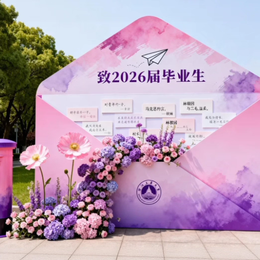 网红粉色信封毕业季打卡拍照美陈cdr源文件