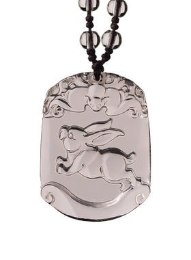 天然白水晶本命年小兔子吊坠