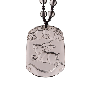 天然白水晶吊坠女款项链男士十二生肖属兔本命年吉祥物小兔子挂件