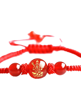 天然红玛瑙本命年红绳男女属牛