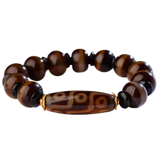 天然西藏天珠真品老九眼天珠手串男士女转运珠玛瑙原石手链护身符